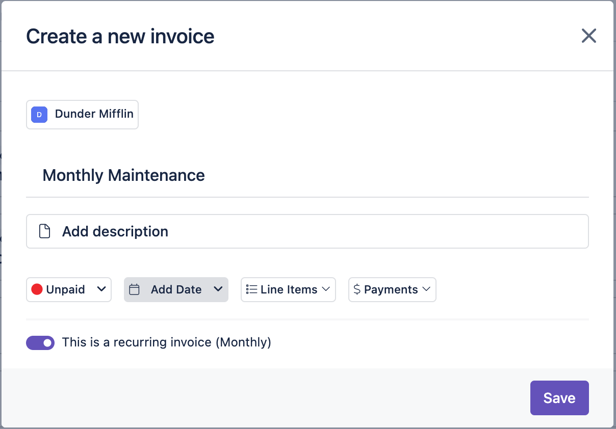 Invoices can now be repeated monthly